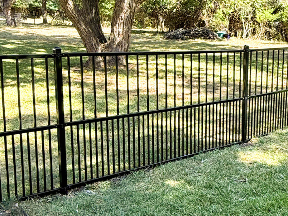 Black aluminum fence installation